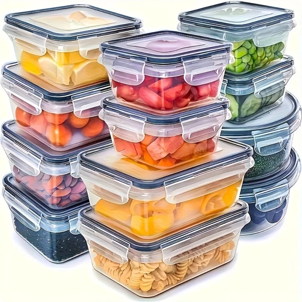 8 Pack Stackable Food Storage Containers Airtight & Leakproof Set Snap Lock Lids