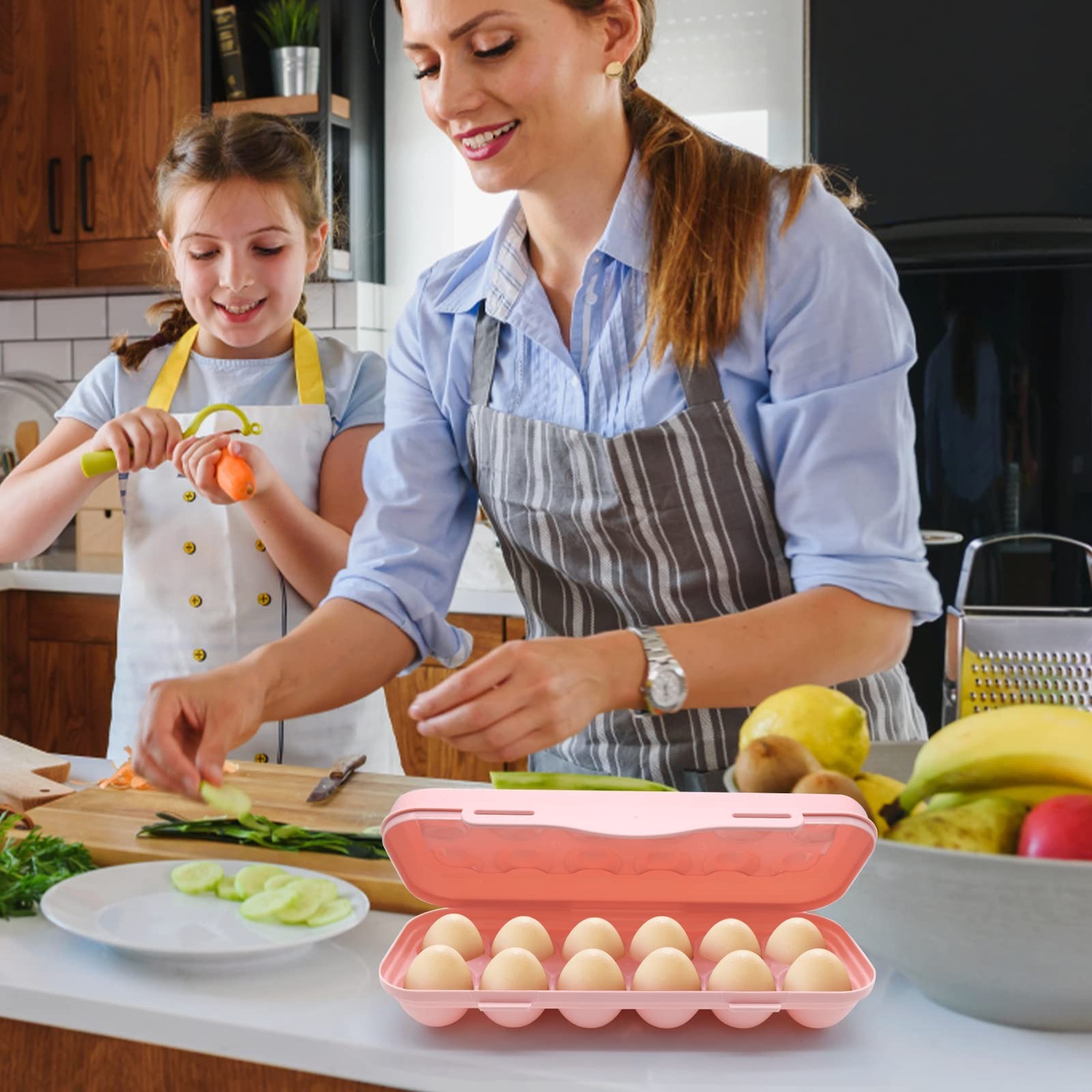 2 Pieces Egg Container For Refrigerator, 12 Grid Egg Storage Box with Lid, St…