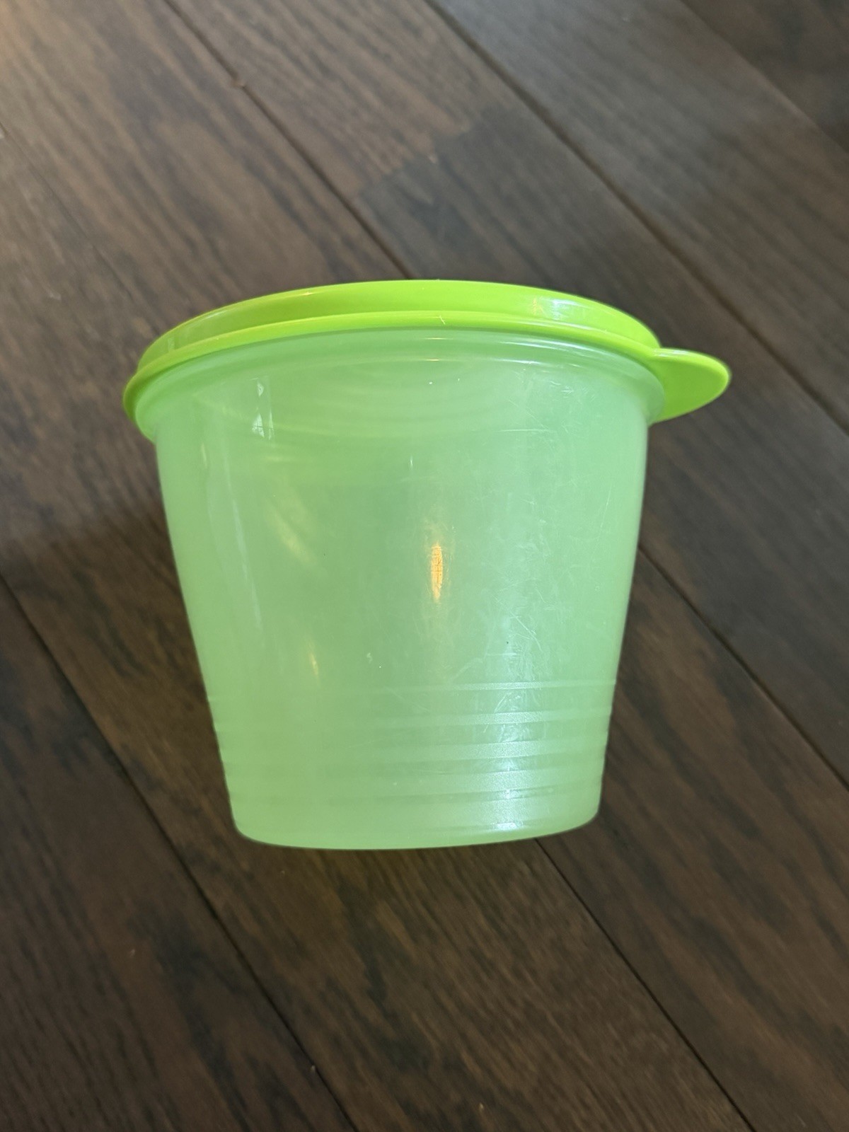 Tupperware 1 qt Green Round Plastic Storage Container with Snap Lid Vintage