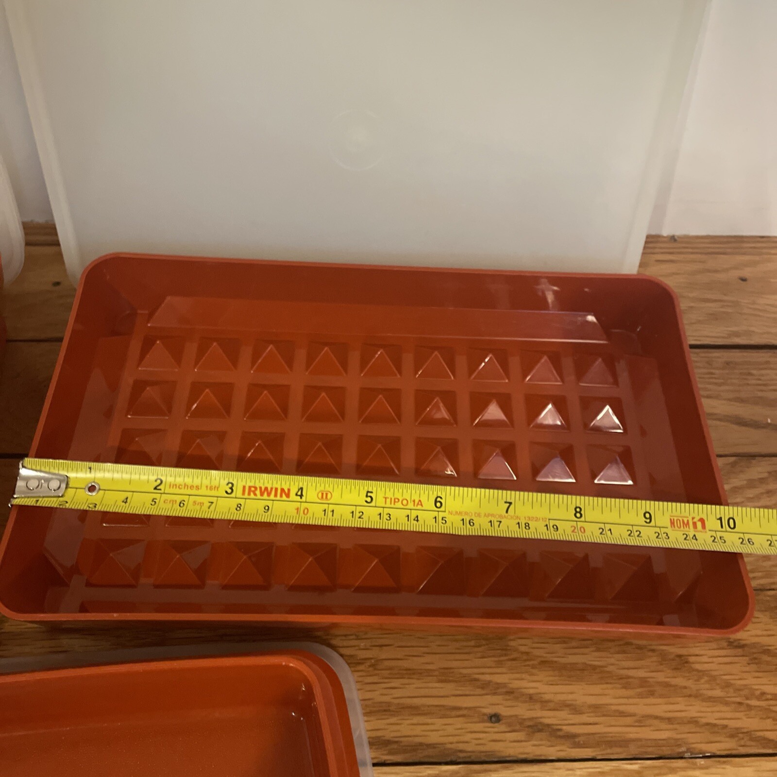 Vtg 6 Pc Lot Tupperware Orange Rectangle w/Clear Lids Meat Keeper Storage Retro