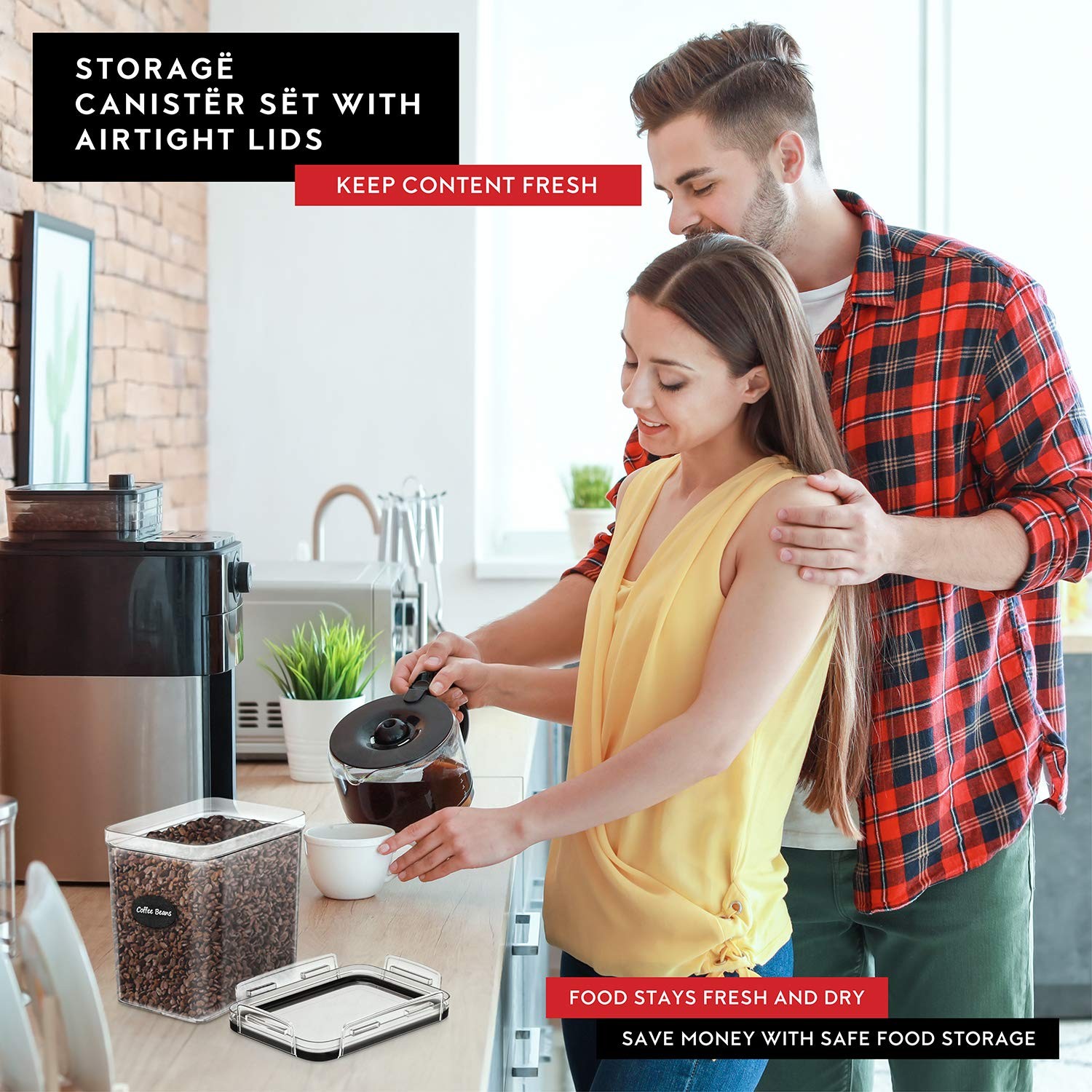 Airtight Food Storage Container Set – 8 Pieces 1.4L – Plastic BPA Free Kitche…
