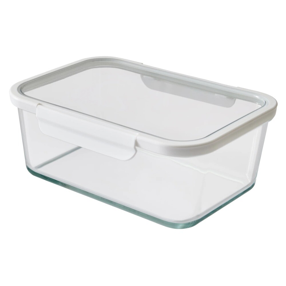 10Cup Rectangle Glass Food Storage Container with Tritan Lid. Set of 1,2 Pieces