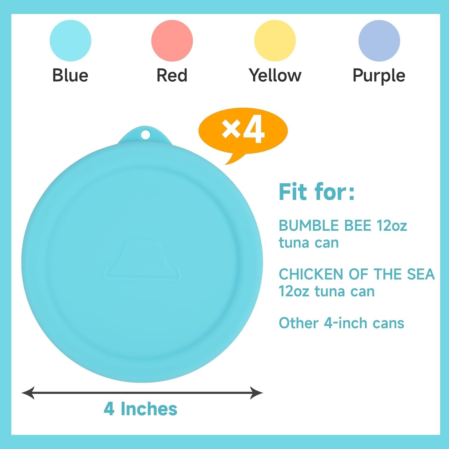 Reusable 4-Inch Silicone Lids for 12oz Tuna Cans – Dishwasher Safe Set of 4