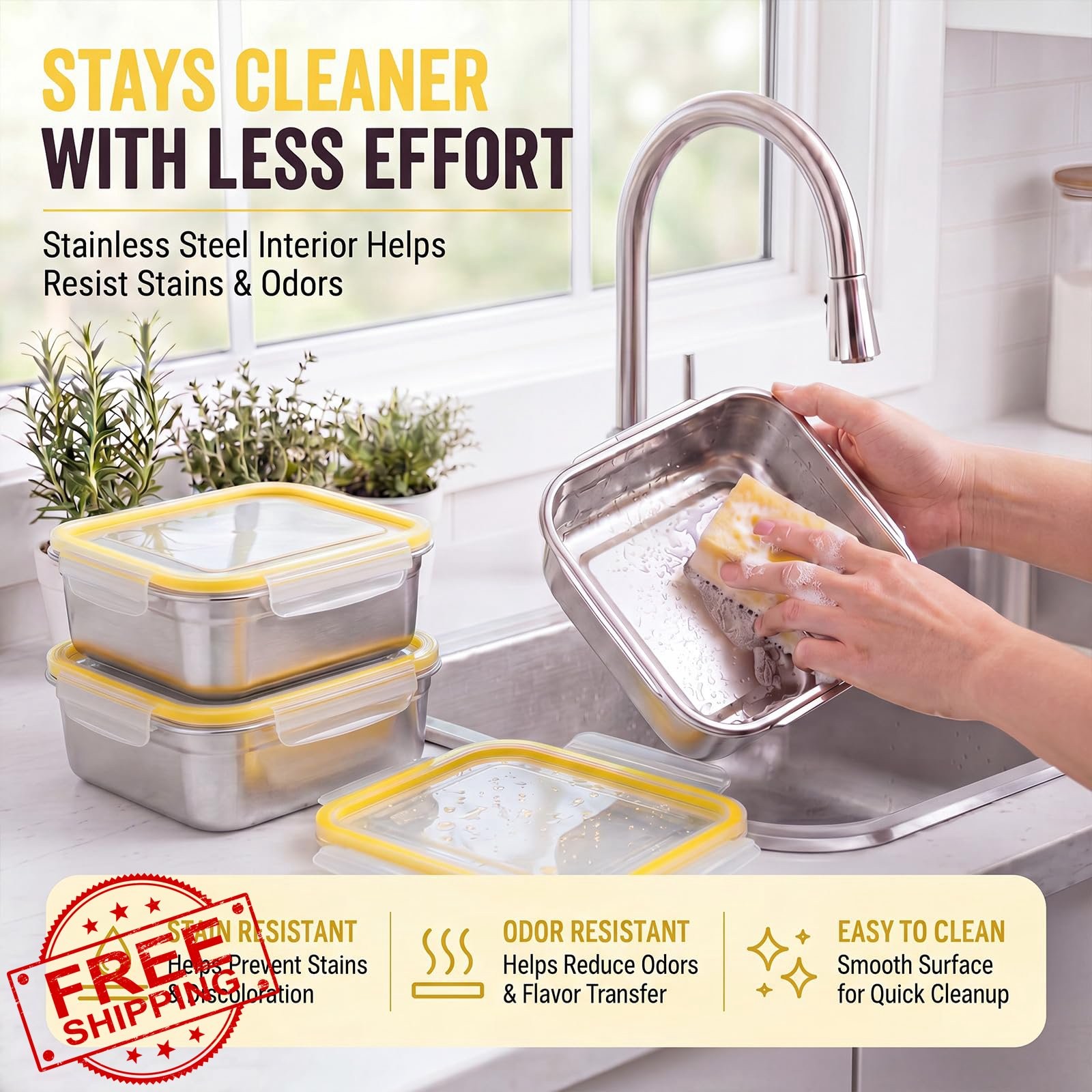 Blushtier 4pc Yellow Sandwich Containers 25.4oz