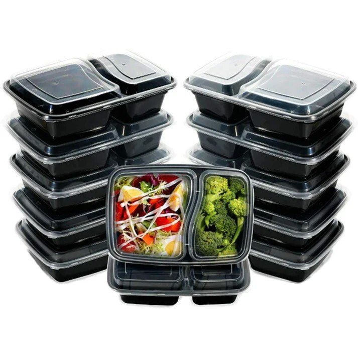 150 Set Meal Prep 30 oz Microwaveable Food Containers With Lid Two Compartment