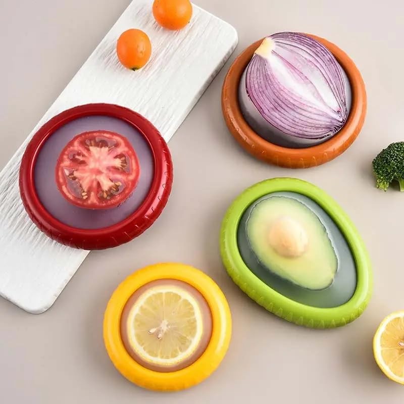 Set of 4 Reusable Fresh Pods – Anti-Oxidation Small, Green,Red,Yellow,Brown
