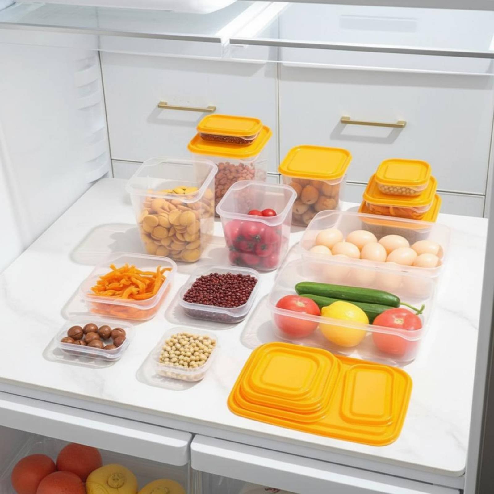 17 Pieces Fridge Storage Box Set Easy to Clean Airtight Food Container Set