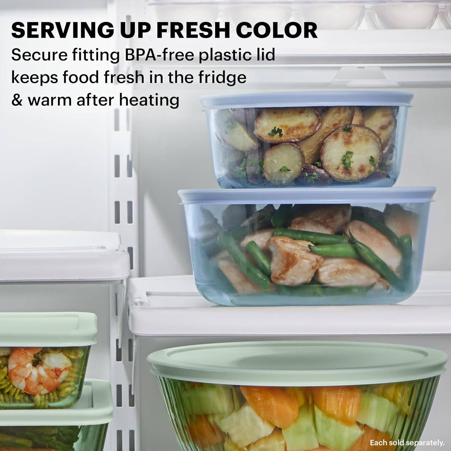Colors Tinted (6-PC Medium) Small/Medium round Food Storage Container Set, Snug