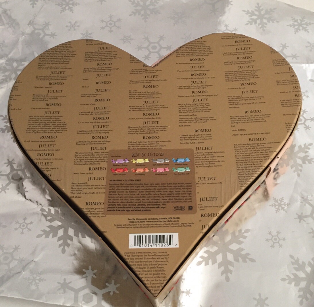❤️ Seattle Chocolate EMPTY heart Valentine candy box A Rose Is Sweet