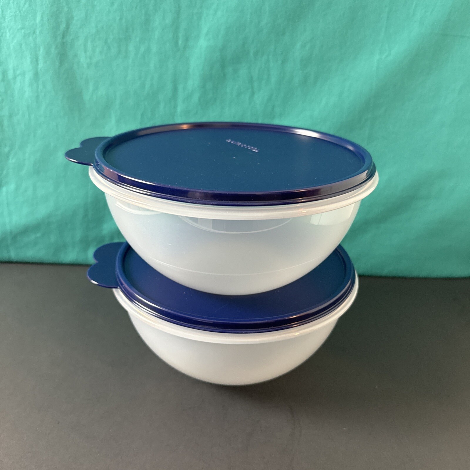 Tupperware Wonderlier Bowl Set 7.5 Cup Mixing Bowl Sheer Bowl Dark Blue Seal New