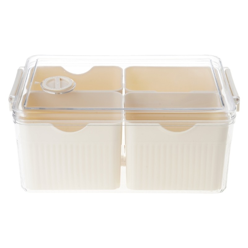 4 Grid Divider Refrigerator Storage Box with Lid Organization Holder Household