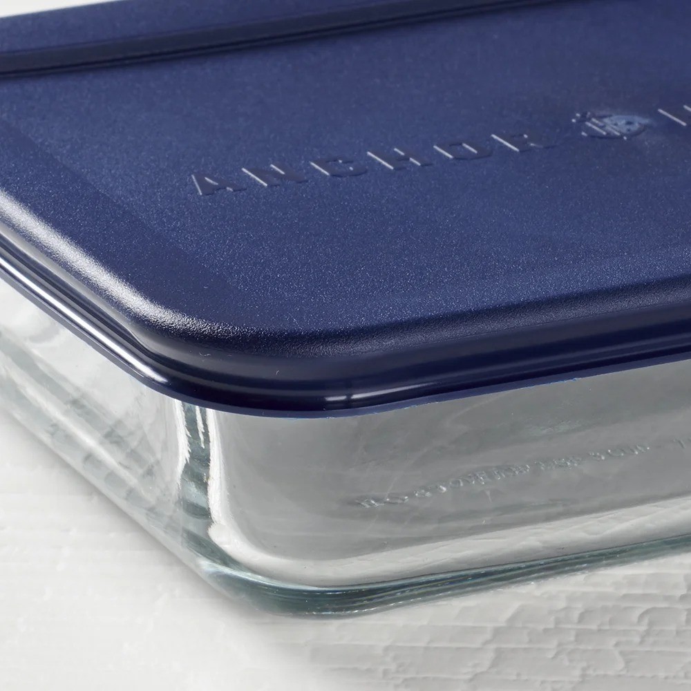 Glass Food Storage Containers with Lids, 3 Cup Rectangular, Set of 2