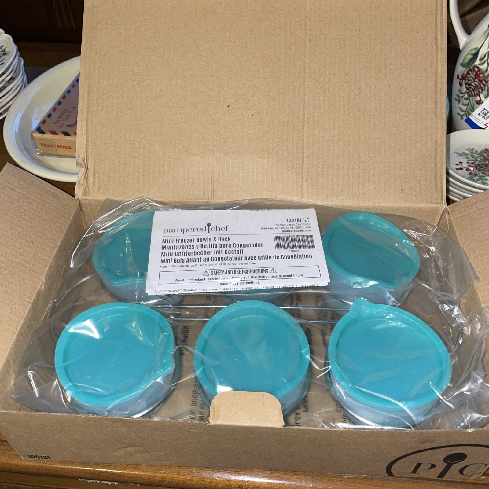 Pampered Chef Mini Freezer Bowls and Rack #100181, NEW in box