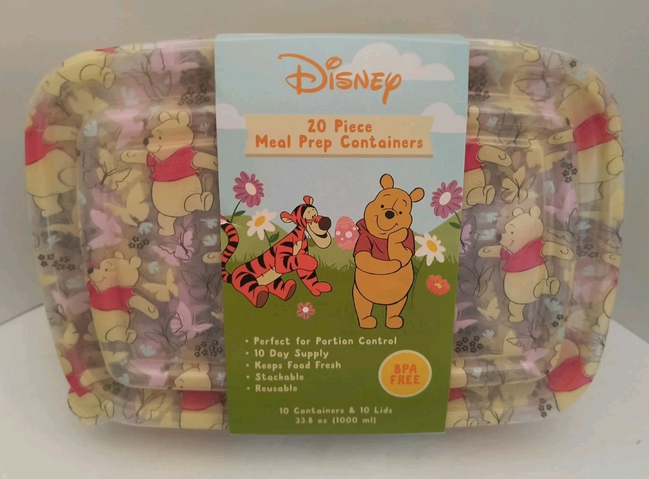 Winnie the Pooh Summertime Fun 20 Piece Meal Prep Food Storage Containers NEW!
