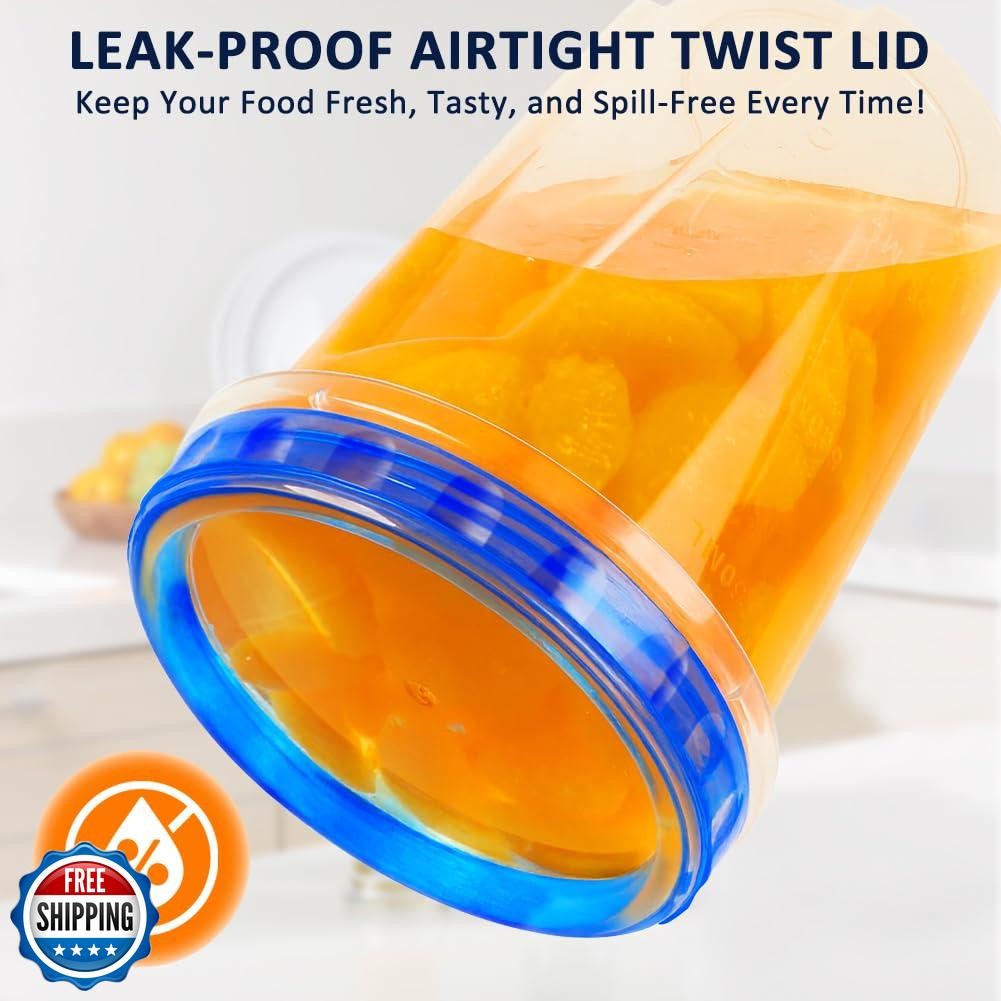 10 Pack 34oz Reusable Freezer Food Storage Containers with Twist Top Lids, Ai