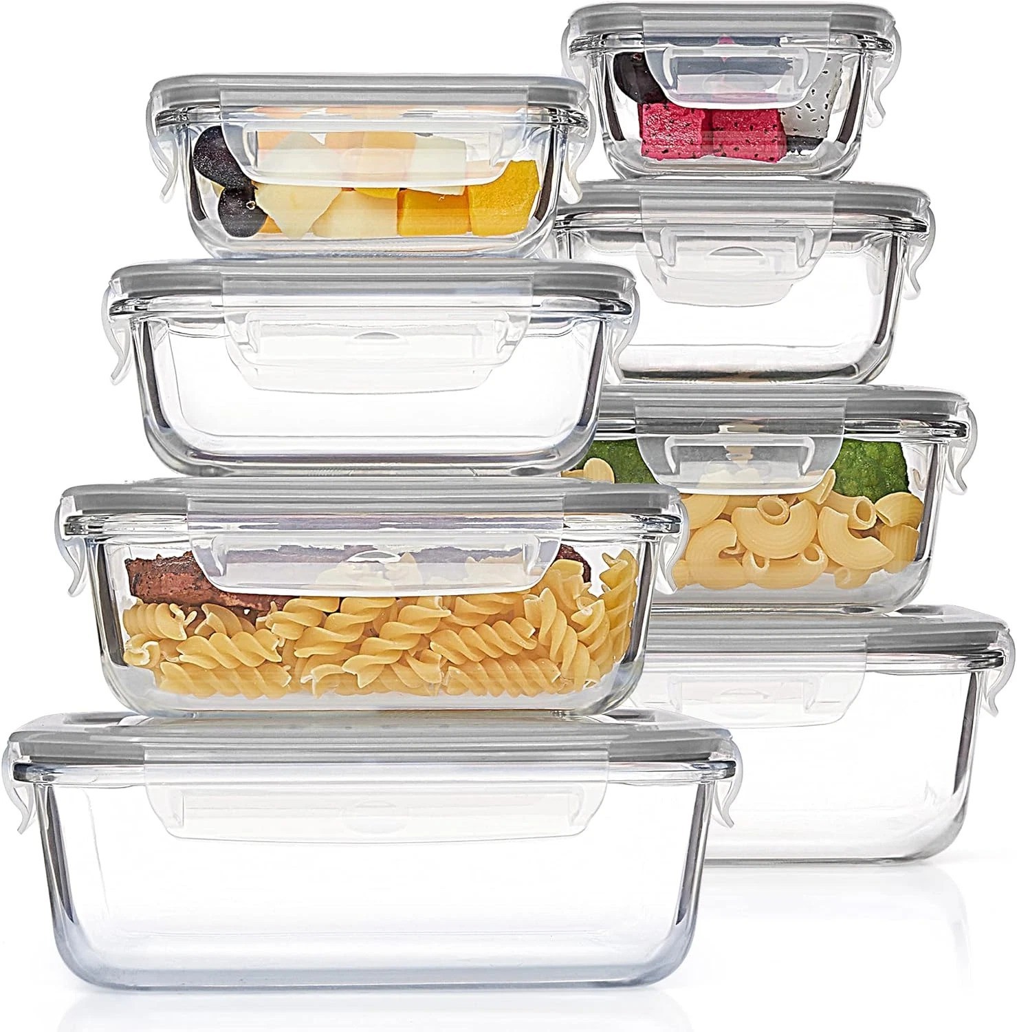 Vtopmart 8 Pack Glass Food Storage Containers with Airtight Lids, Glass Meal Pre