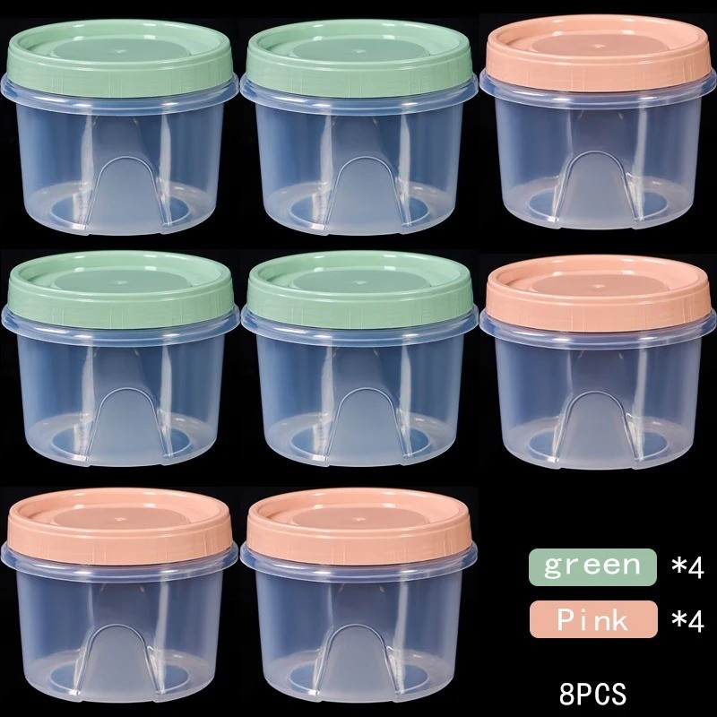 8 Pcs 500ml Round Food Fresh Keeping Box Kitchen Refrigerator Storage AA