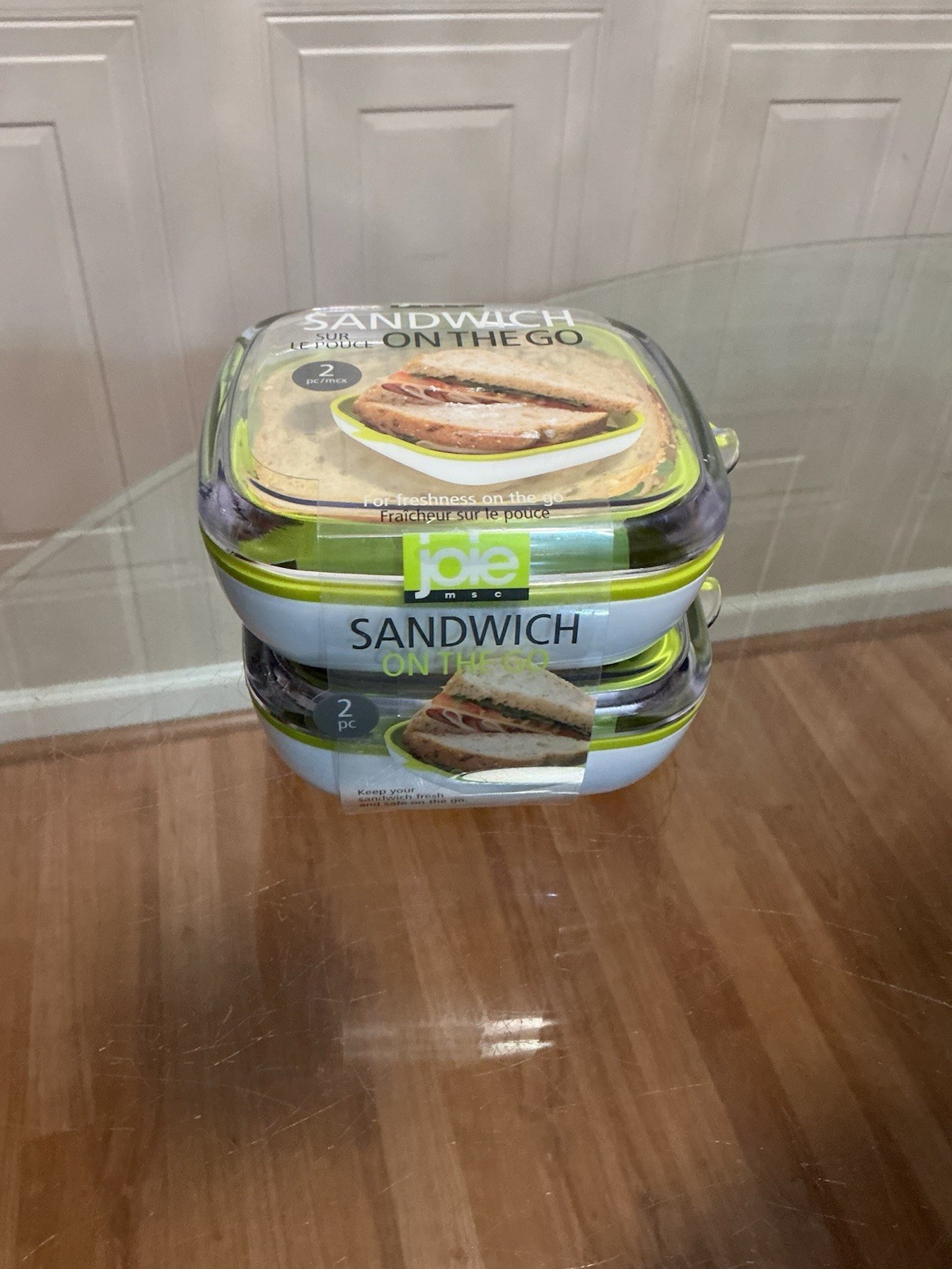 Set 2 Joie MSC Sandwich And Snack On The Go Container Clear White Lime Green