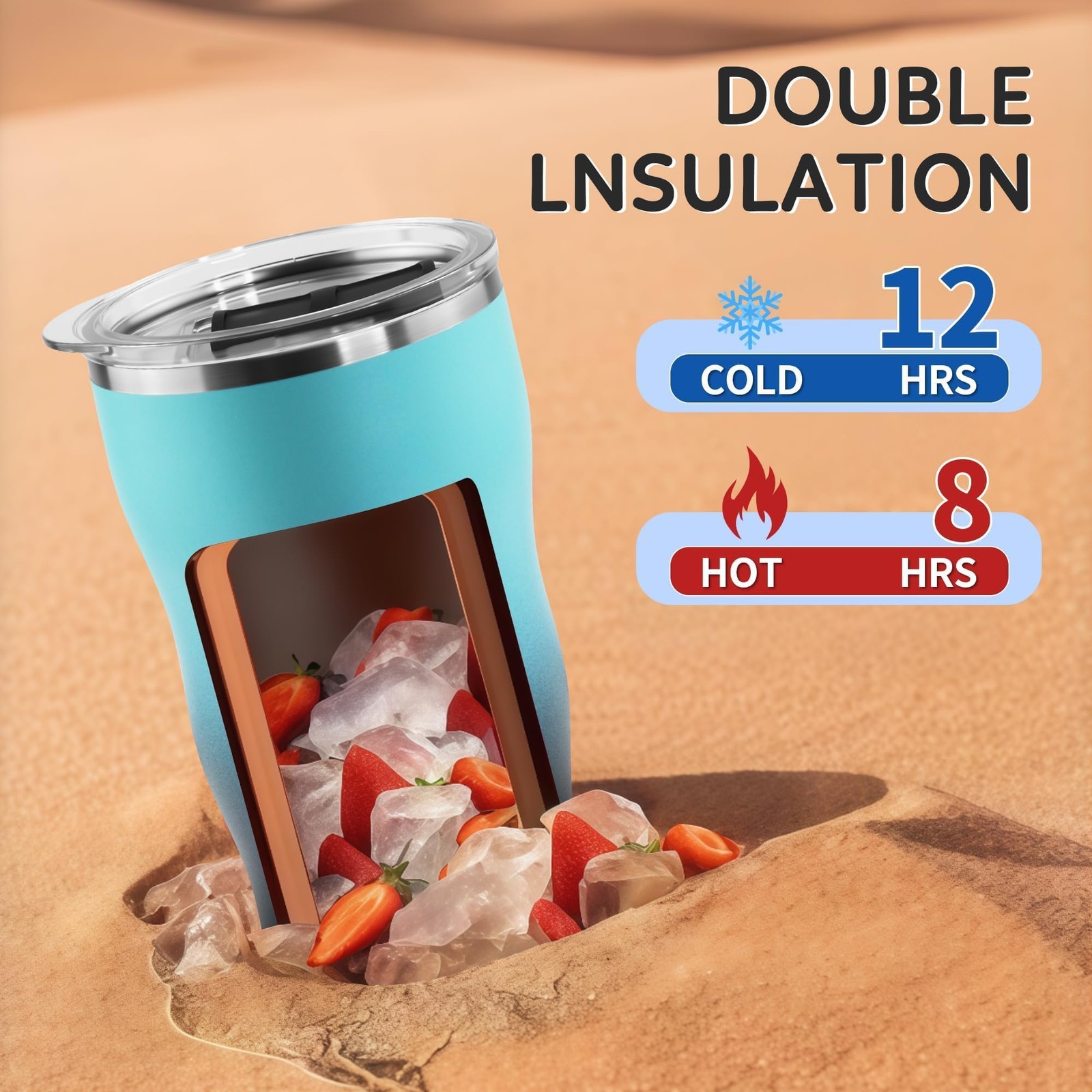 SIMPLE DRINK 20oz Insulated Tumbler w/ Straw & Lid, Spill-Proof, Hot/Cold