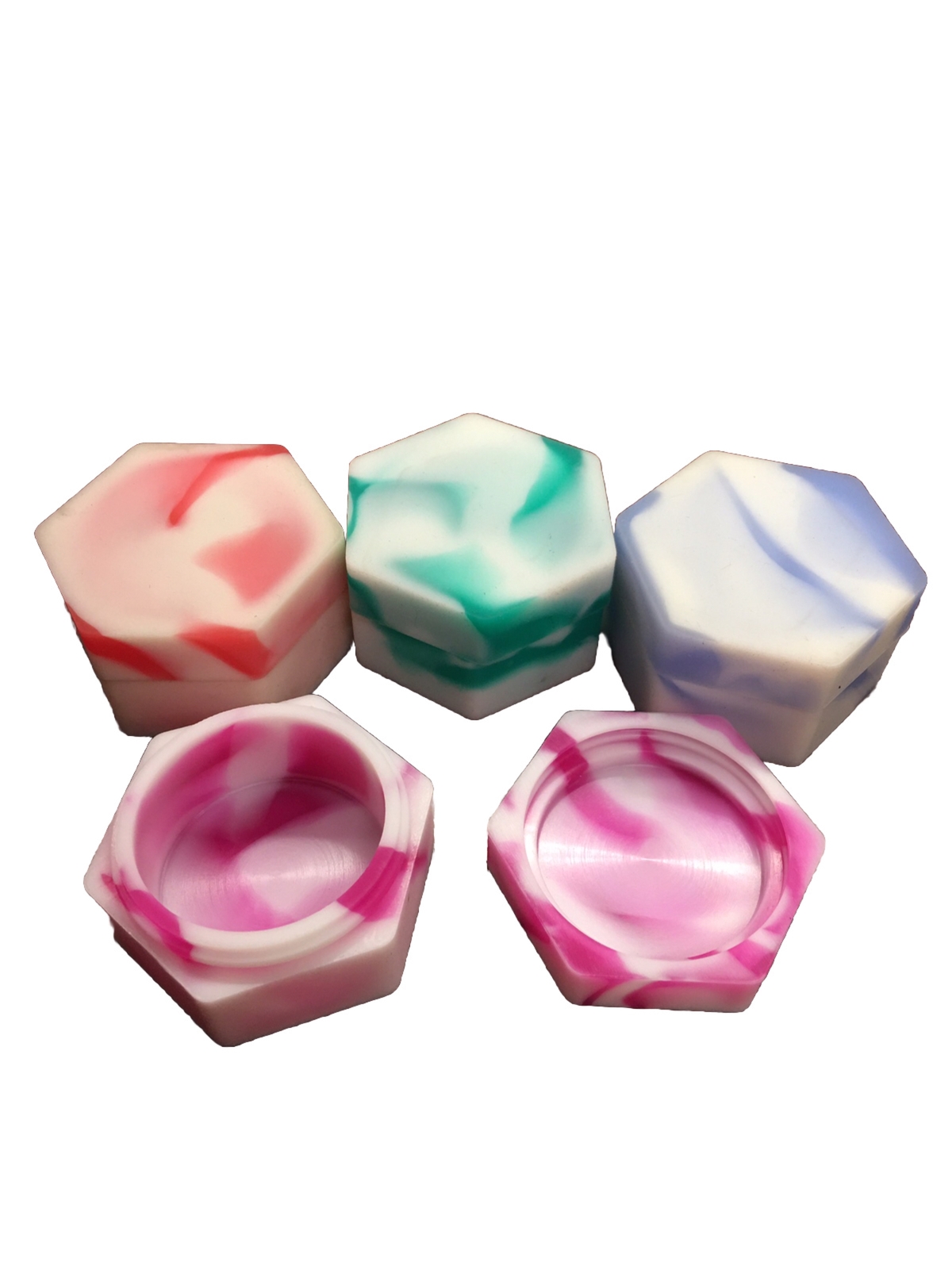 4 Pack 26 ML Silicone Containers Super Slick Hexagon Green Pink Blue Red