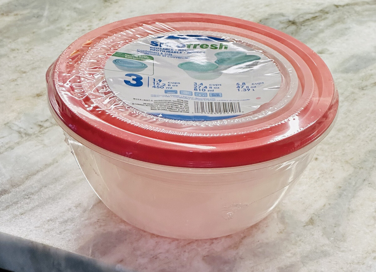 3 Pack Round Containers Food Storage Nesting Bowl W Lid-BPA Free