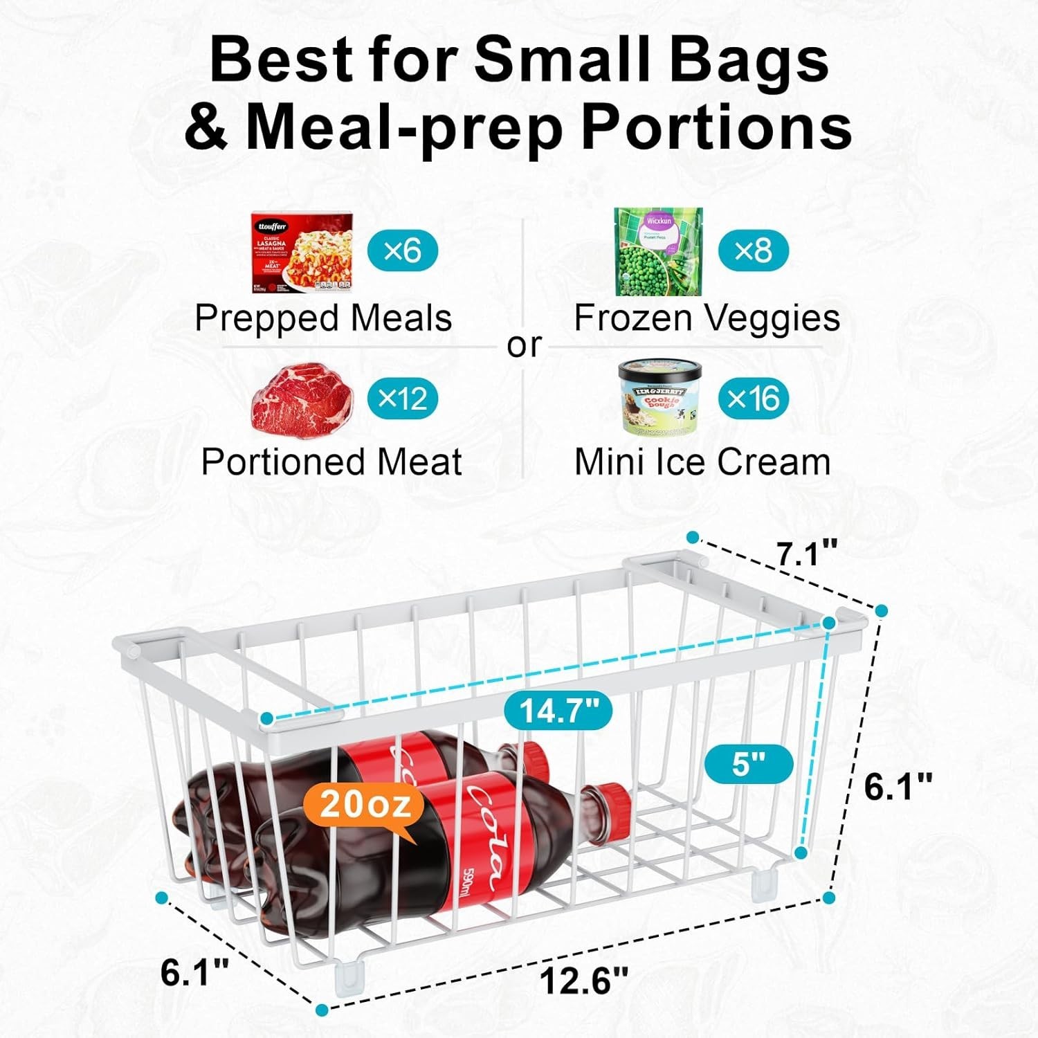 Deep Freezer Organizer Bins – Fits 7 Cu.Ft Chest Freezer, 8 Pack Stackable Wire