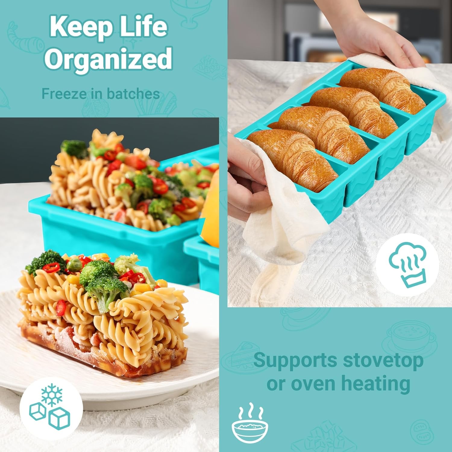 Silicone Freezer Molds for Soup with Lid – 1-Cup Soup Container Style Ice Cube