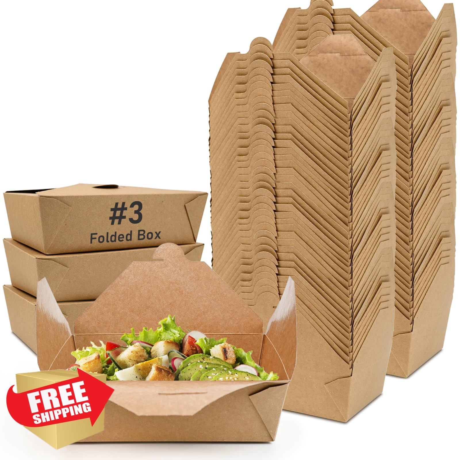 EcoDispose 71oz Kraft Take Out Boxes 200 Pcs