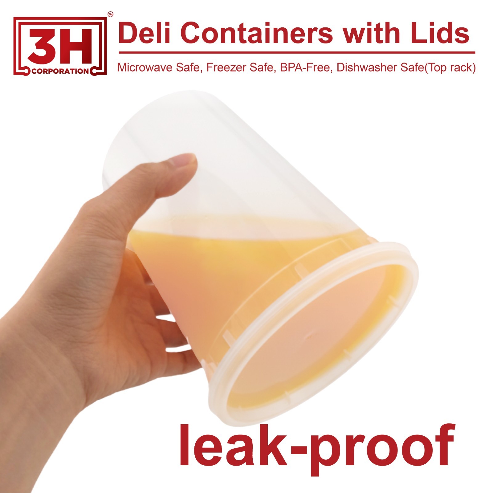 3H 32 oz Food Storage Containers with Lids (240 Set) Deli Containers with lids