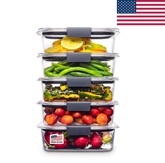 Rubbermaid Brilliance Food Storage Containers 3.2 Cup Set of 5 Airtight BPA