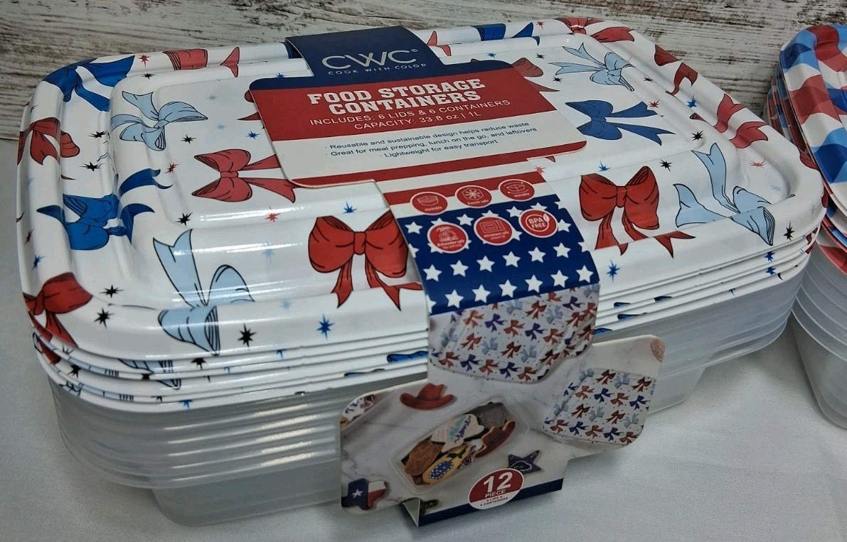 CWC Food Storage Containers With Lids 33.8oz/1L Each (18 Total) 3 Designs