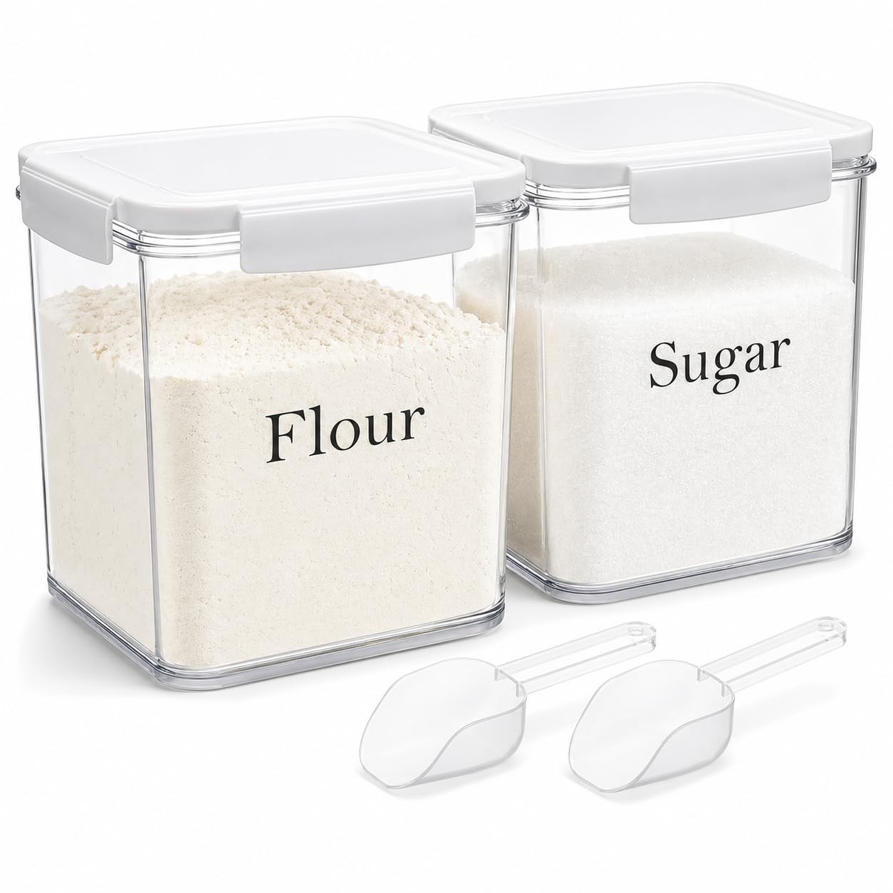 Set of 2 Large Food Storage Jars 4L – Airtight Containers with Lids, White wi…