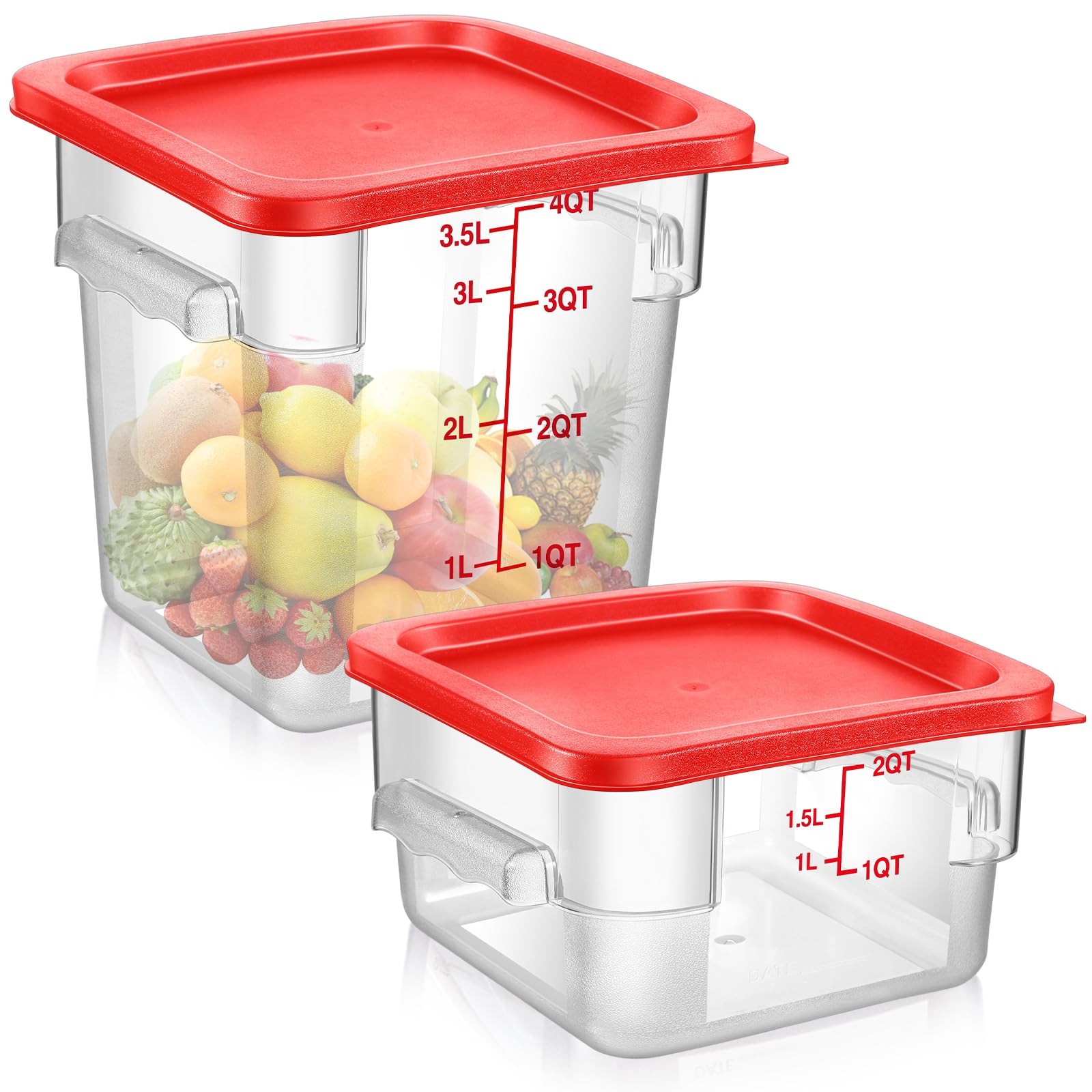 2 Pcs Square Food Storage Container Polycarbonate Clear Food Container with R…