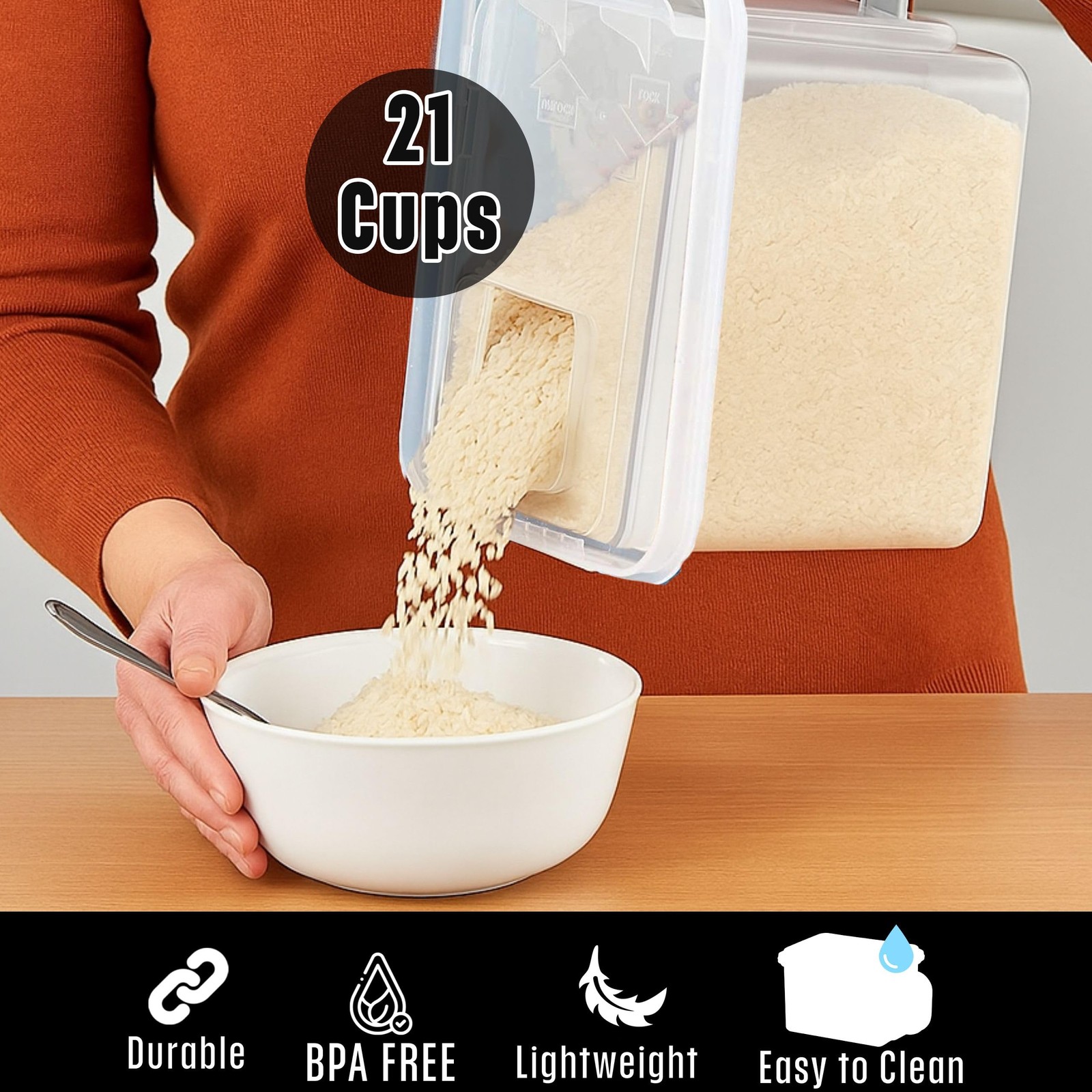 Buddeez Cereal Containers Storage – Airtight Food 21 CUP, White