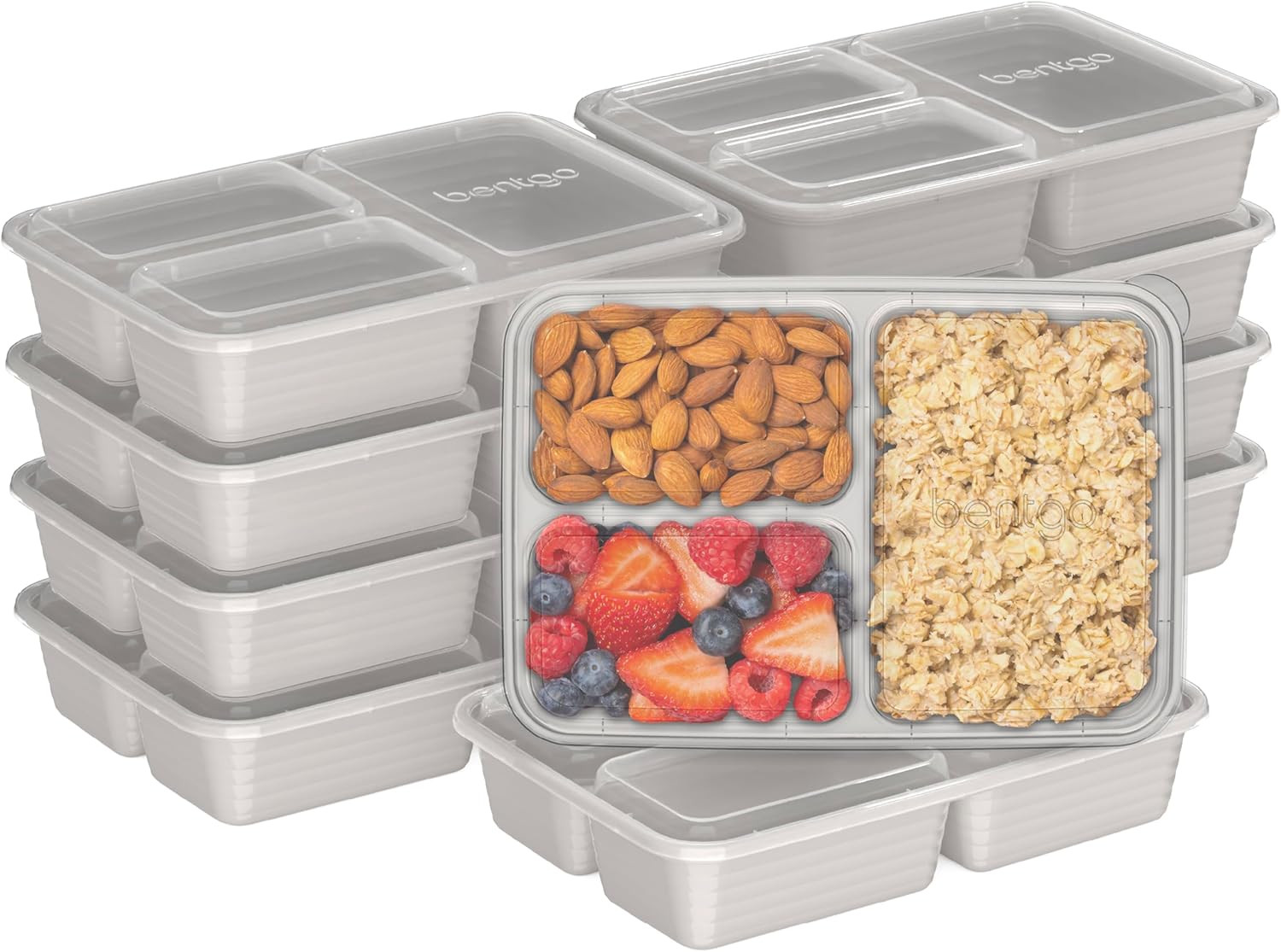 Prep – 20-Piece 3-Compartment Reusable Meal Prep Containers with Lids, PFAS & BP