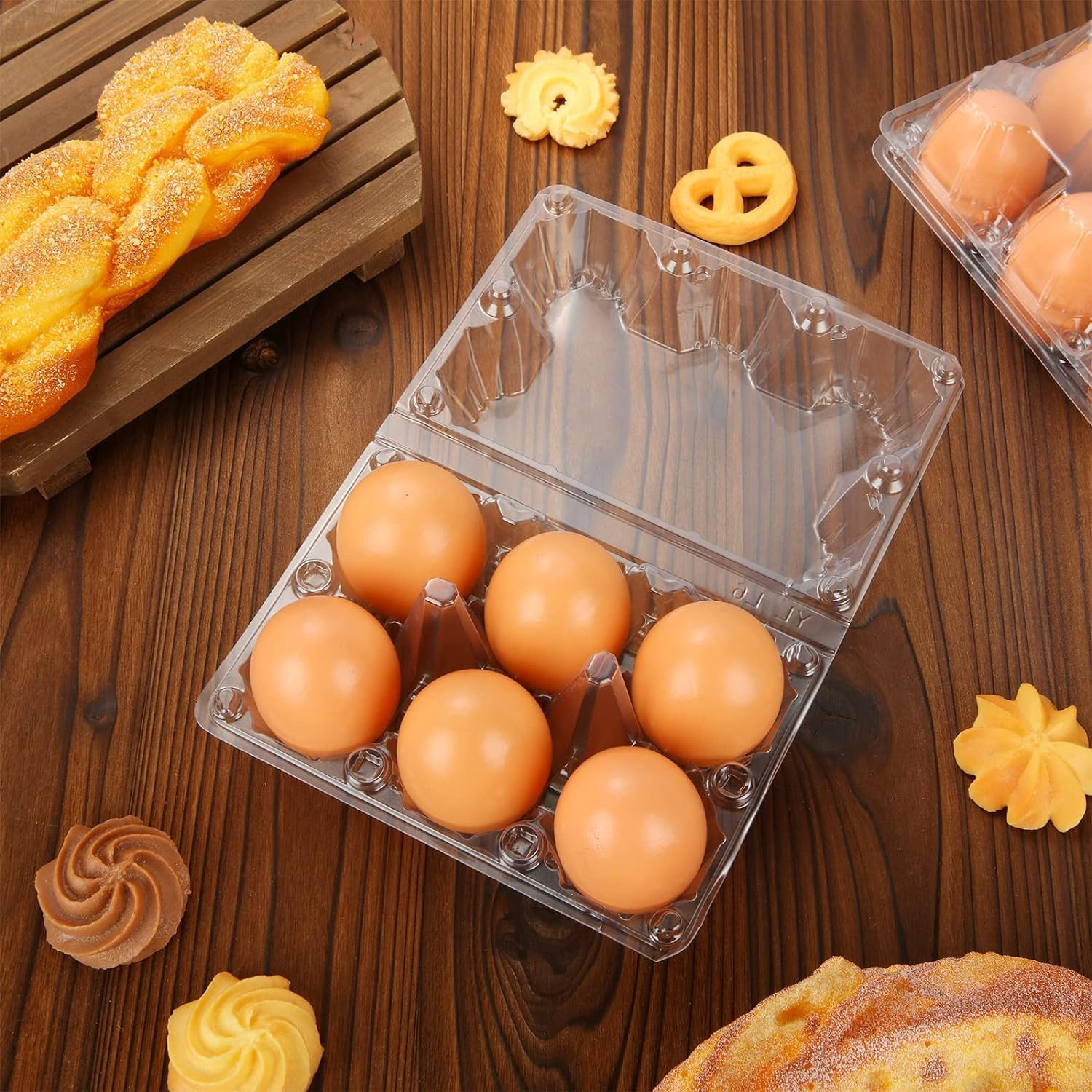 Plastic Clear Egg Carton for 6 Eggs,12Pack Egg Tray Reusable Medium Size Egg Car