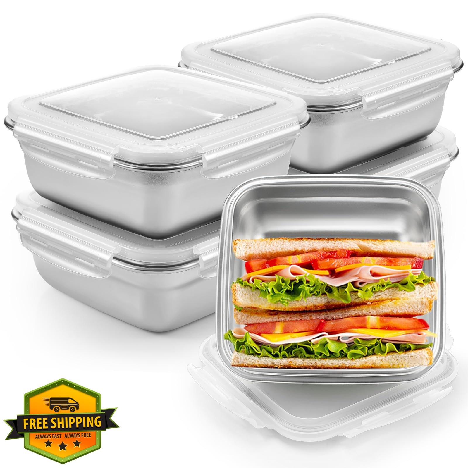 Blushtier 4-Pack 25.4 oz Sandwich Containers Transparent