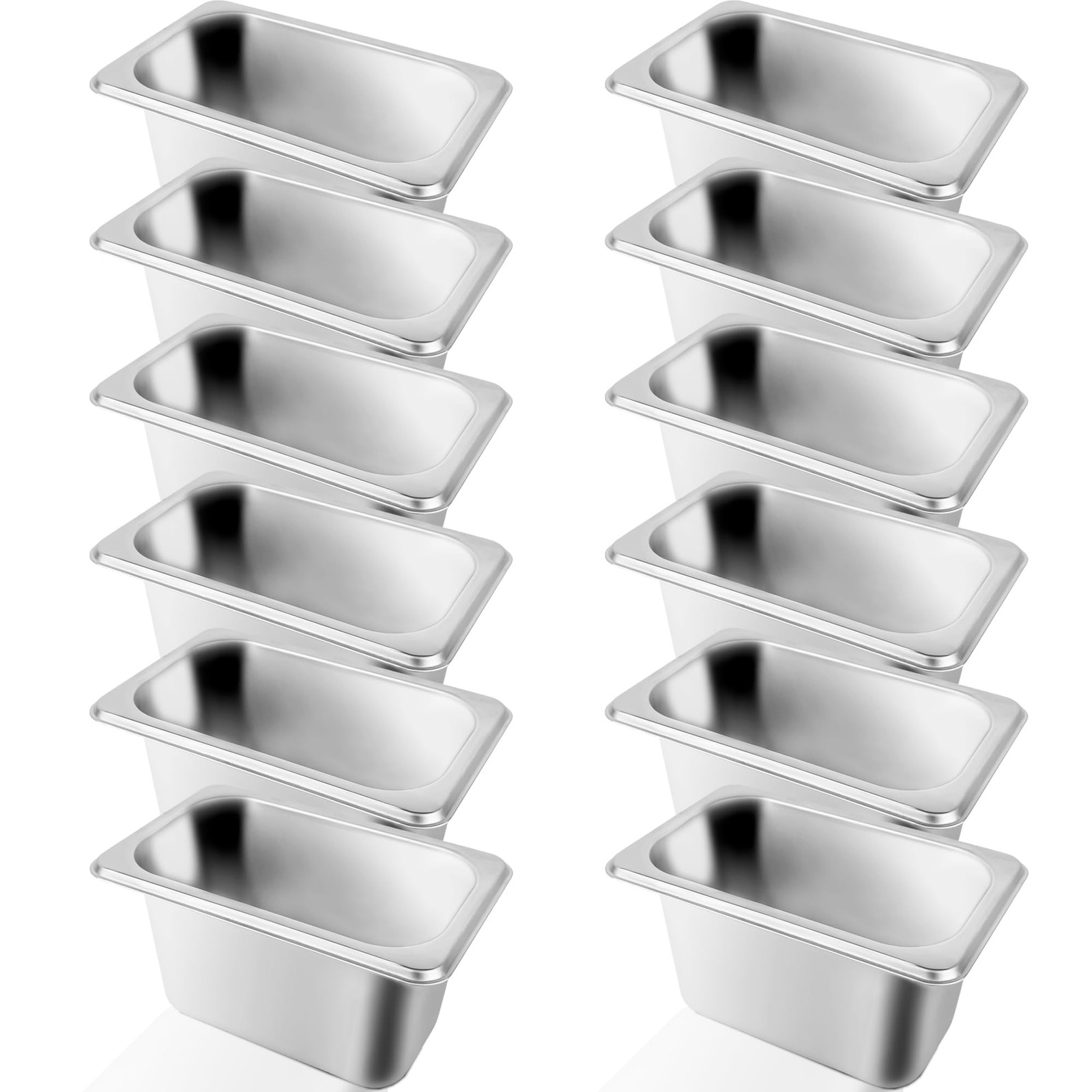 12 PCS 1/9 Size Hotel Steam Table Pans 4 Inch Deep Stainless Steel Catering