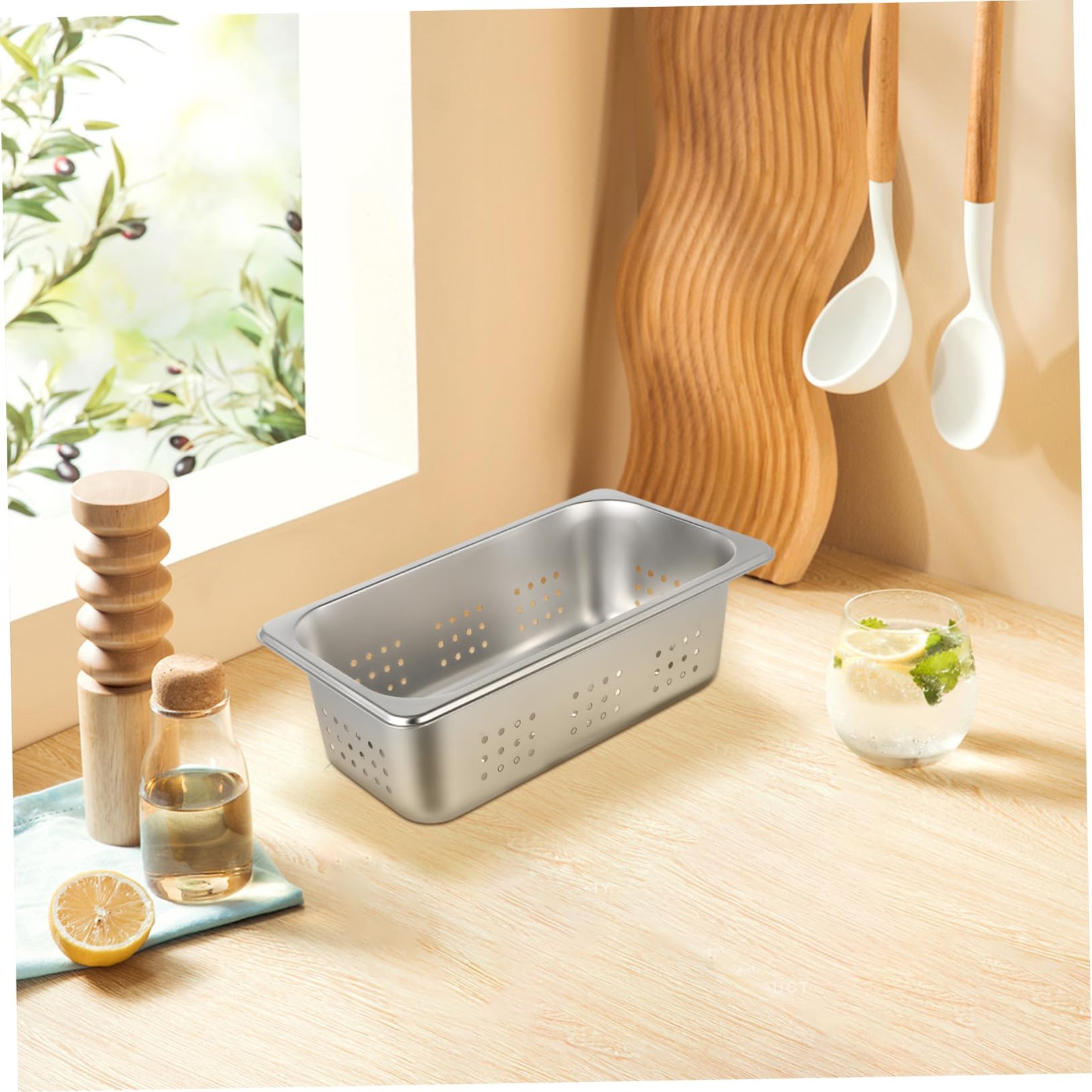 Commercial Steam Pans Set Perforated Deep Pan Stainless Steel Serving Tray Fo…