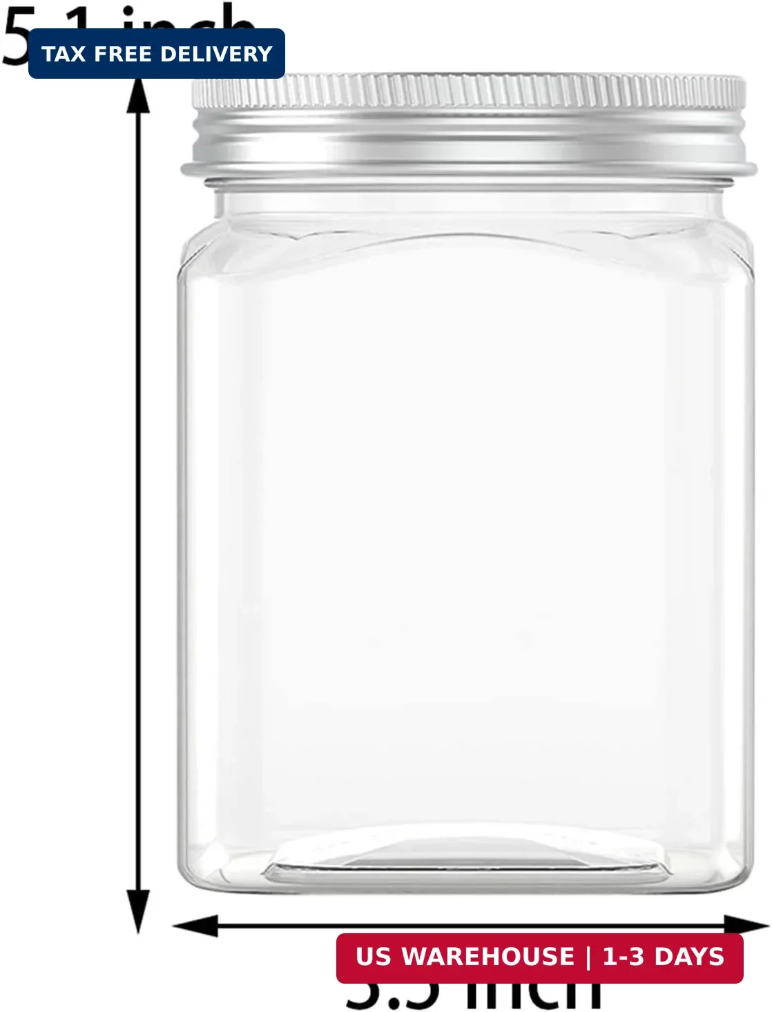 Hulless 24 Oz Clear Plastic Jars 720mL Plastic Containers Reusable Empty Storage