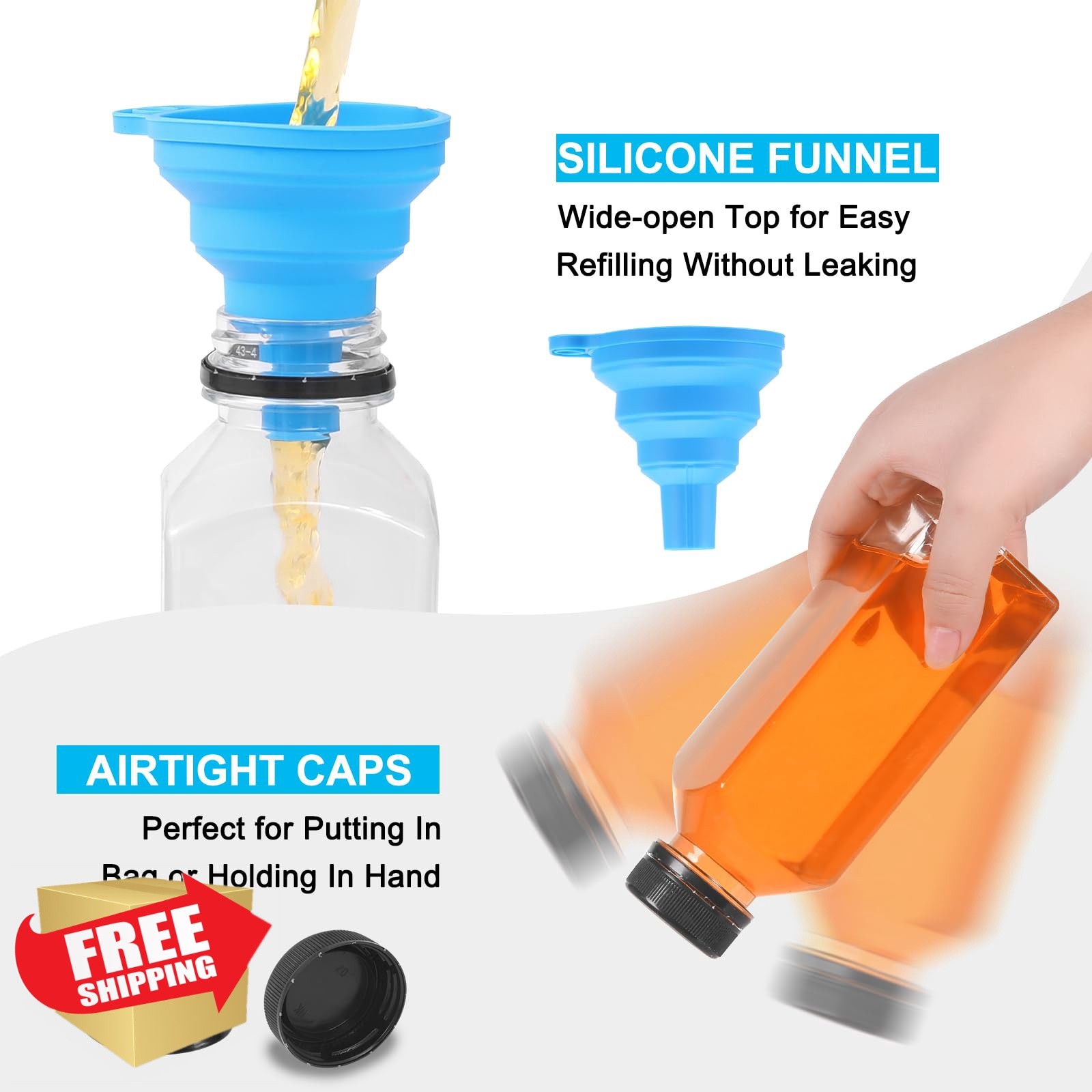 Janisfirst 12oz Plastic Juice Bottles 48pc Black Caps