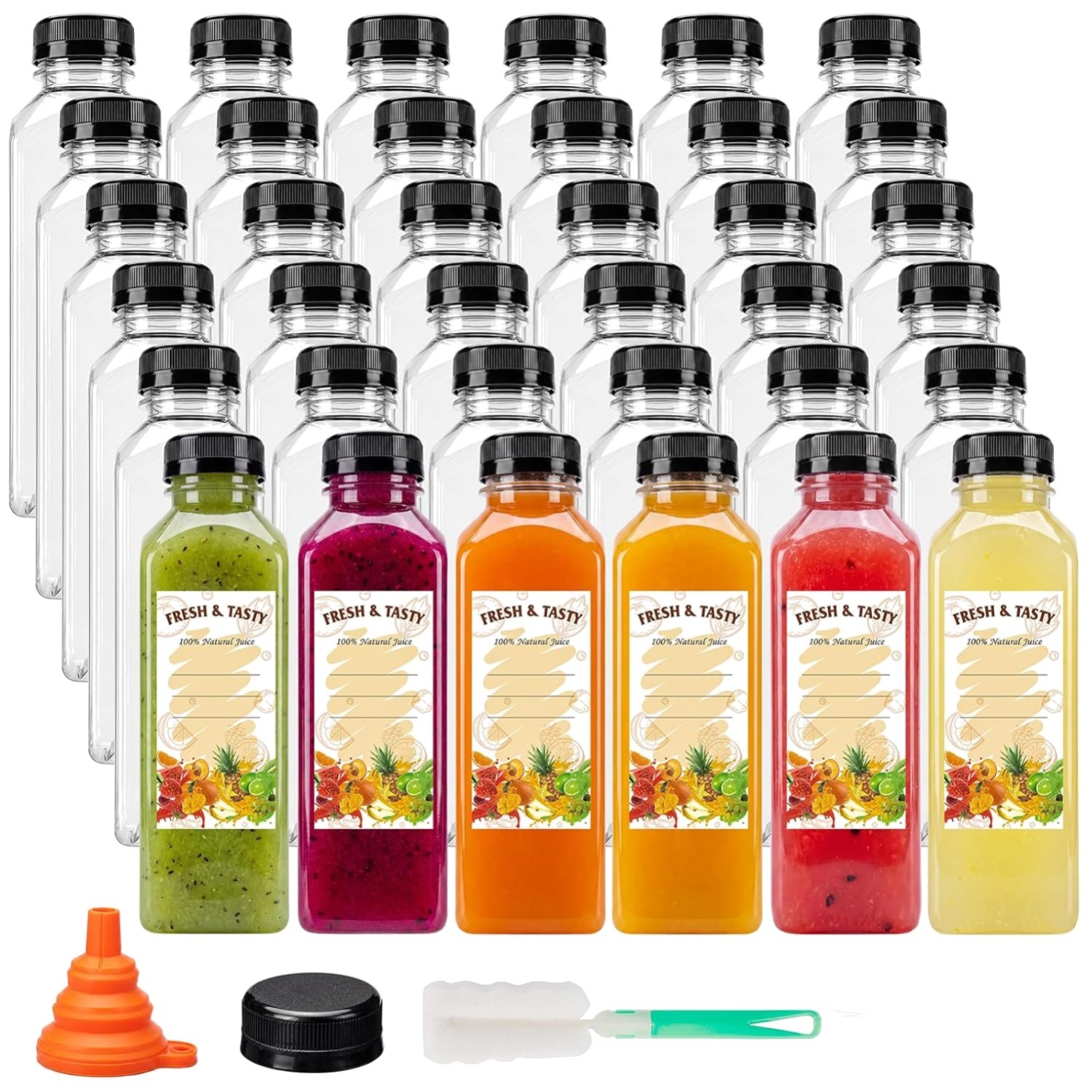 PET Plastic Juice Bottles with Tamper-Proof Lids
