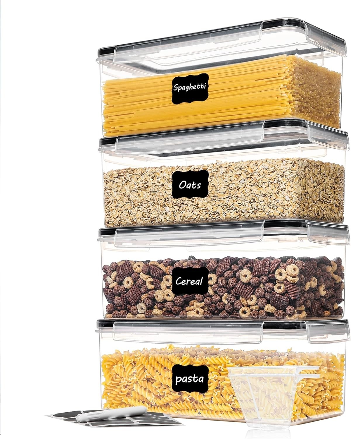 Airtight Food Storage Containers 4 Pack 3.2L BPA Free Pasta Kitchen Storage Set