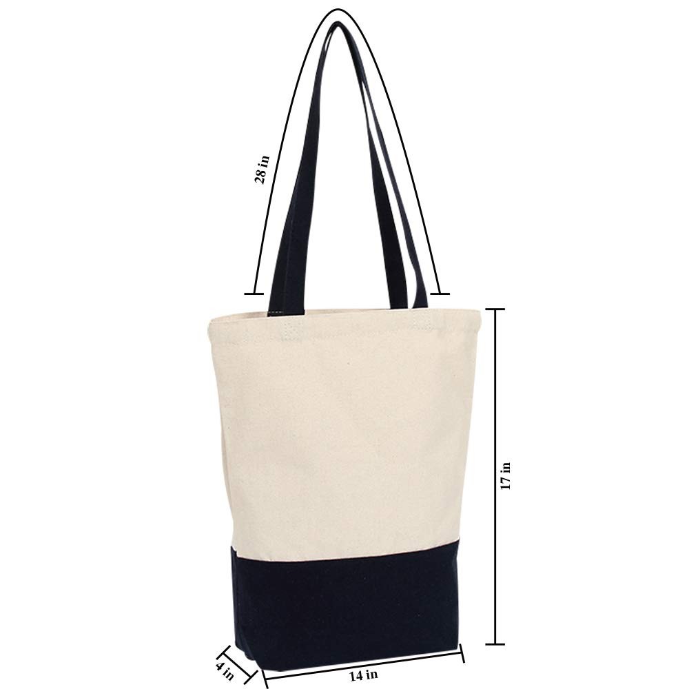Azuca Canvas Bags Heavy Duty 12 Oz Bottom Gusset Grocery Beach Shopping Bag