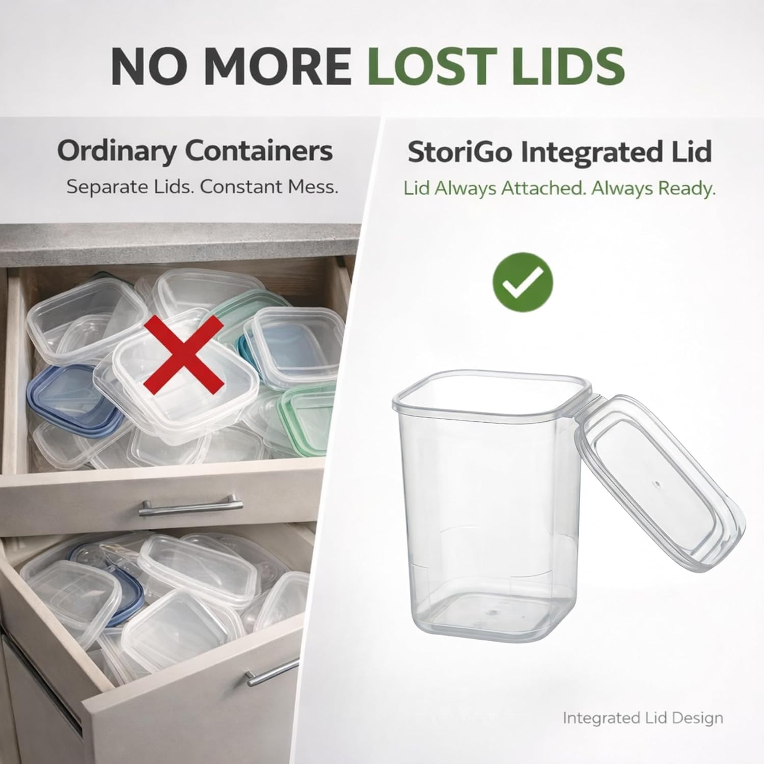 10 Pack 39 Oz Airtight Food Storage Containers with Attached Hinged Lids – Stack