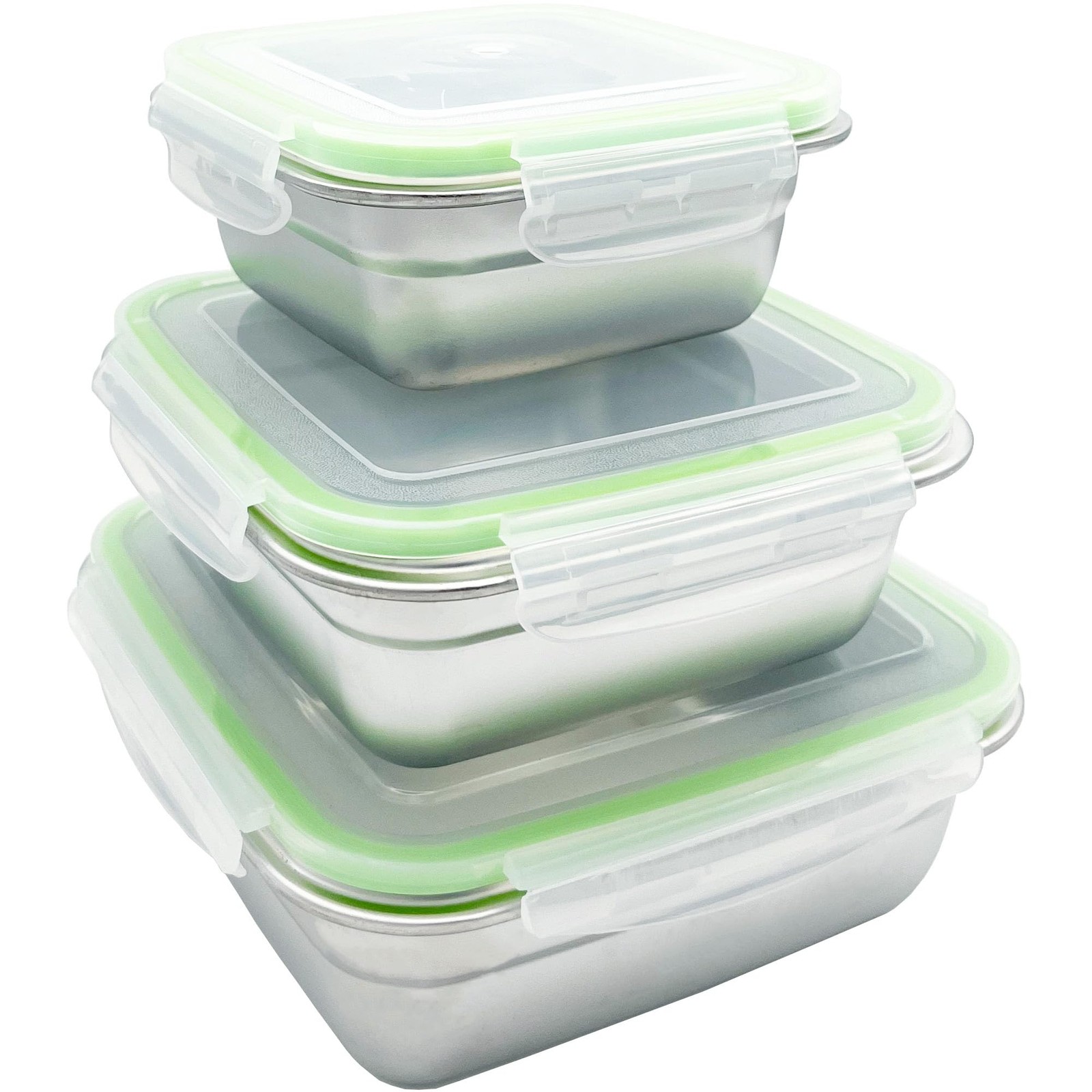Stainless Steel Food Containers, 3-Piece Set with Lids, Reusable for Breakfas…