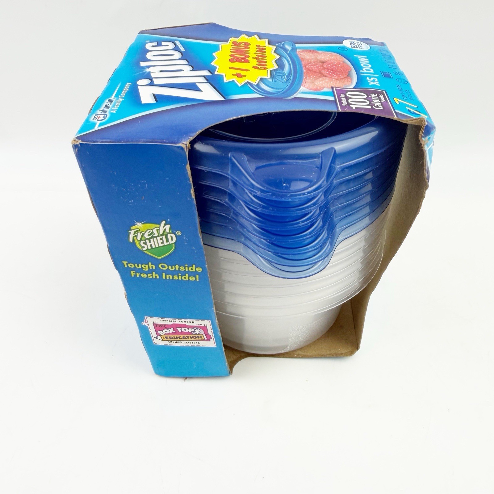 7 Ziploc Snap N Seal Smart XS Round Bowls 1 Cup 8 oz Blue Discontinued NOS