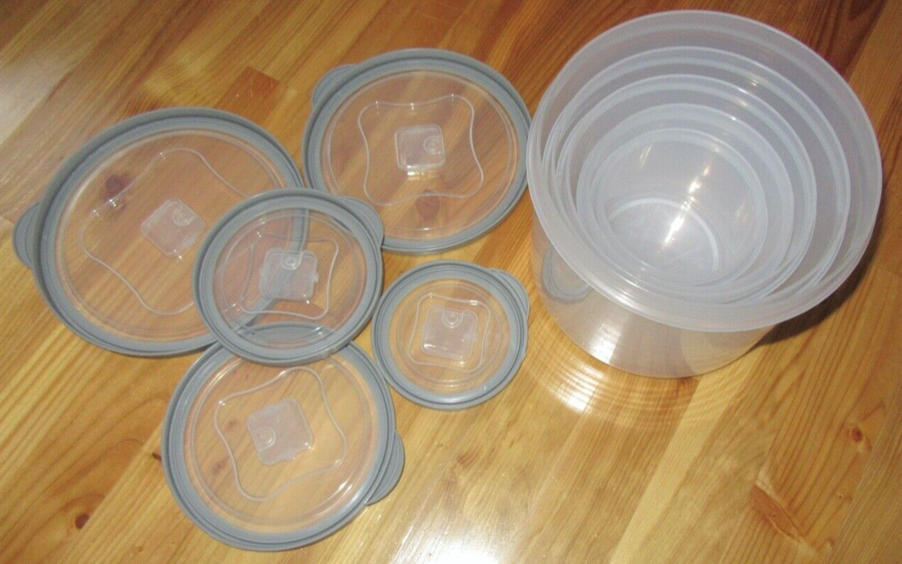Art & CooK Round 10 Pc Vented Plastic Food Storage Bowls D/W Safe New NICE