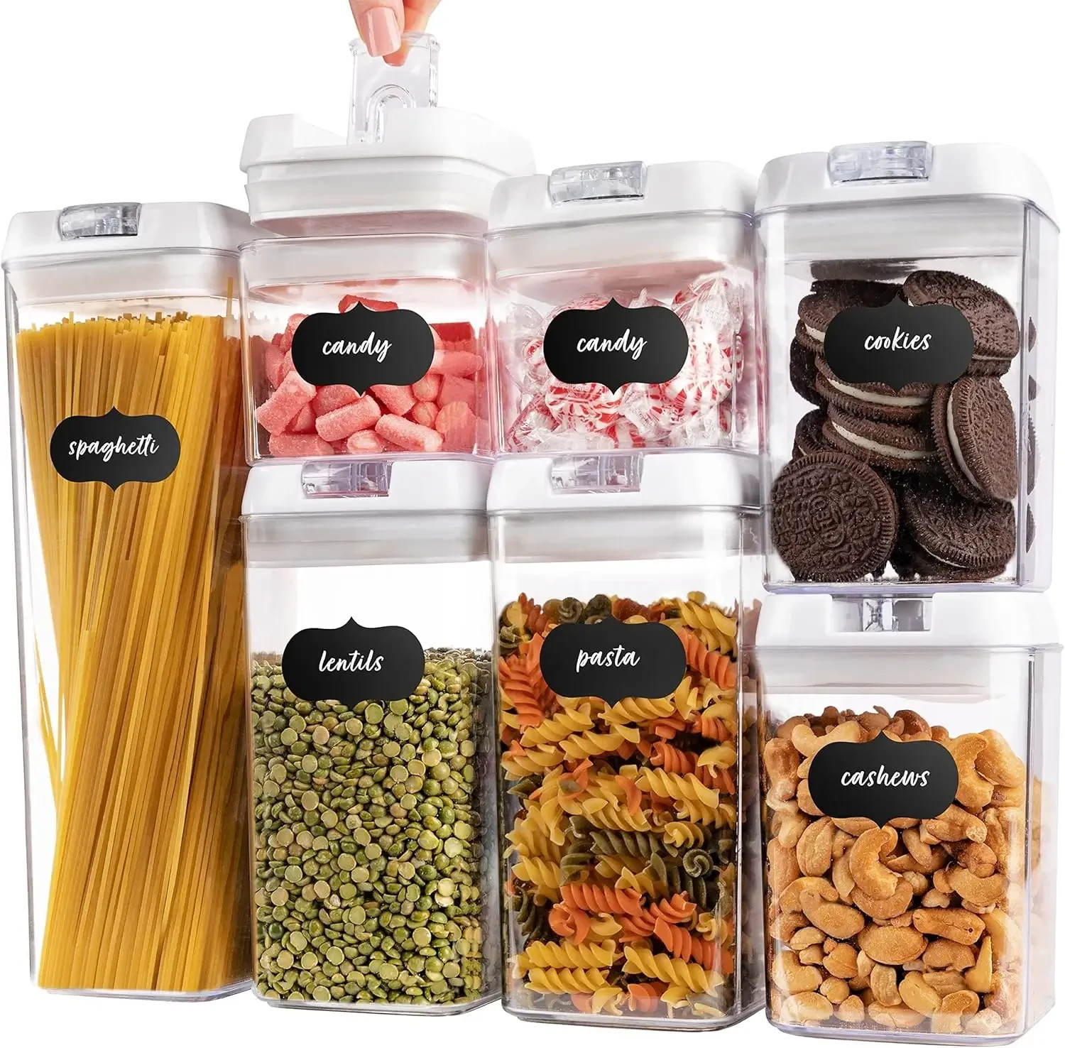 Oizeir 7-Piece Airtight Food Storage Containers Set, BPA-Free Plastic Locking