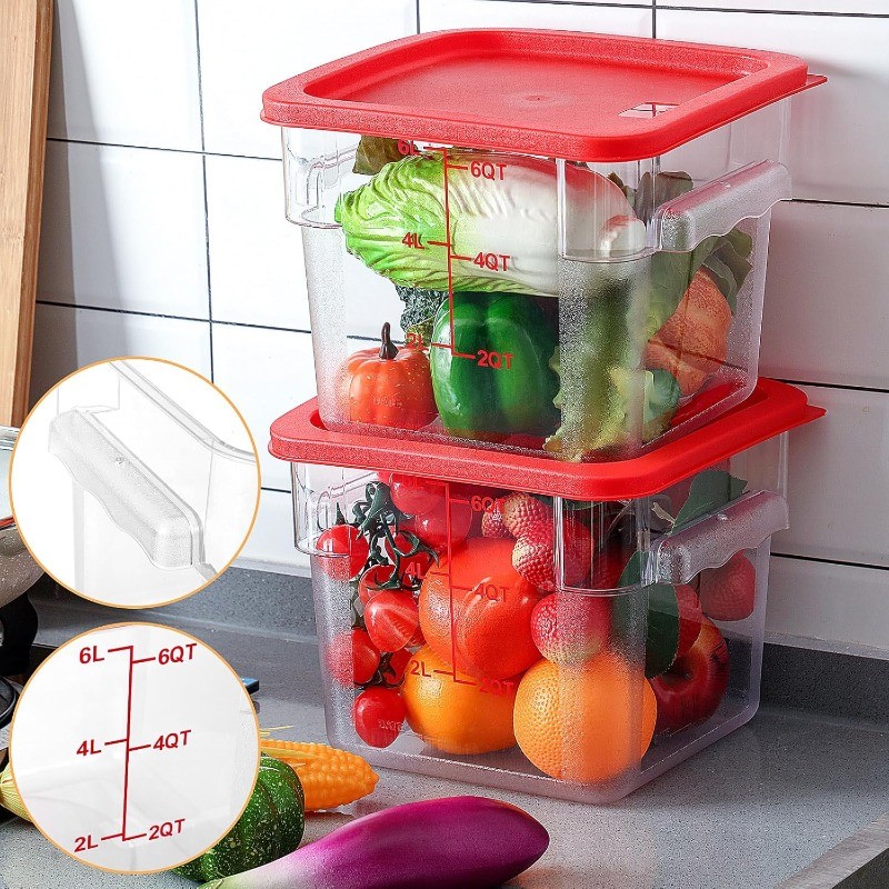 10 Sets 6 Qt Square Food Storage Containers with Lids Commercial Polycarbonate